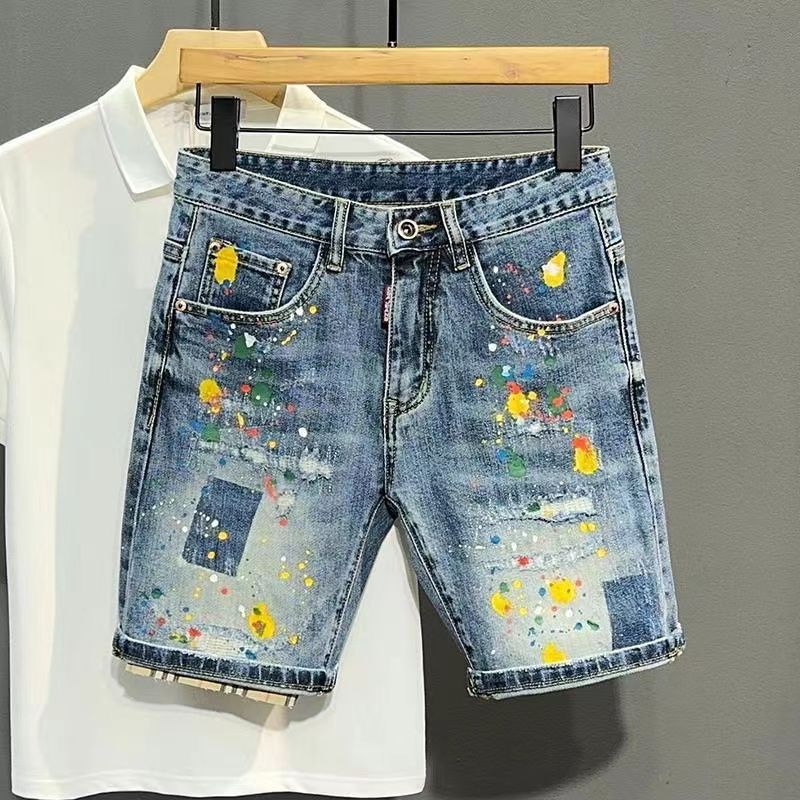 Men Fashion Jeans - Men's Short Jeans Pants Graffiti Slim