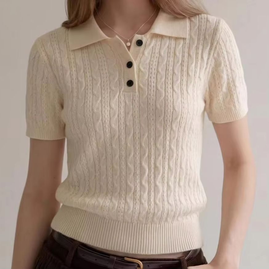 Polo Shirt Slim - Fashion Casual Style Twist Cable Knit