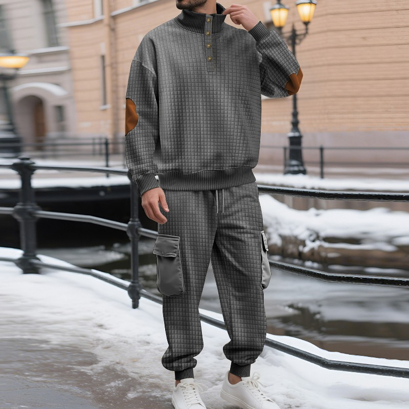 Mens Fashion Cargo Pants - KIDWHXR Men Autumn Sweatshirt Set Fashion