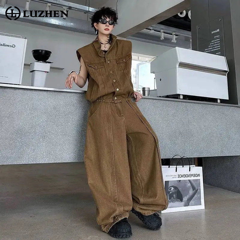 Men Fashion Jeans - LUZHEN Denim 2026 Decorate Summer Solid