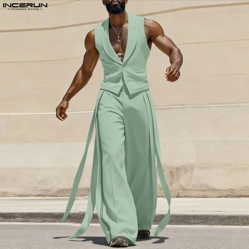 Men'S Fashion Pants - INCERUN Men Sets Solid Color V