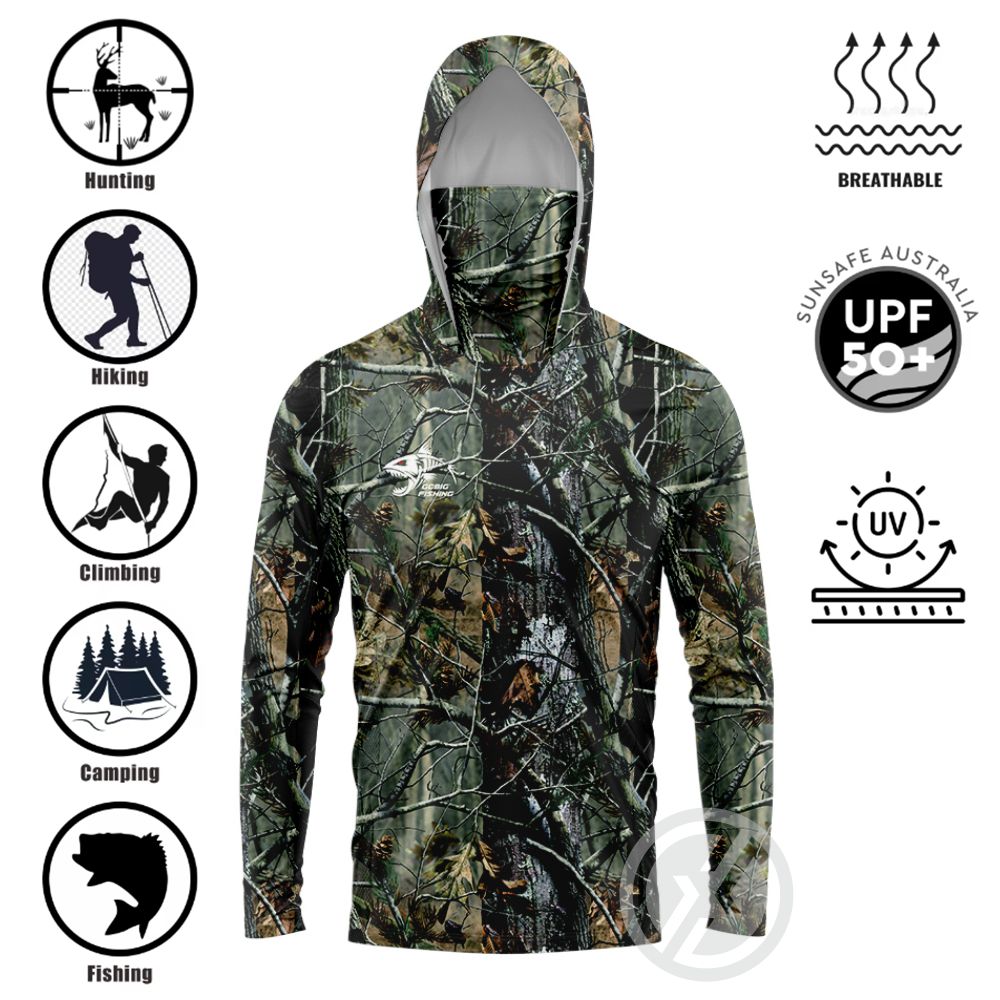 Mens Fashion Summer - UPF50+ Hooded Fishing Shirt Built‑in Face