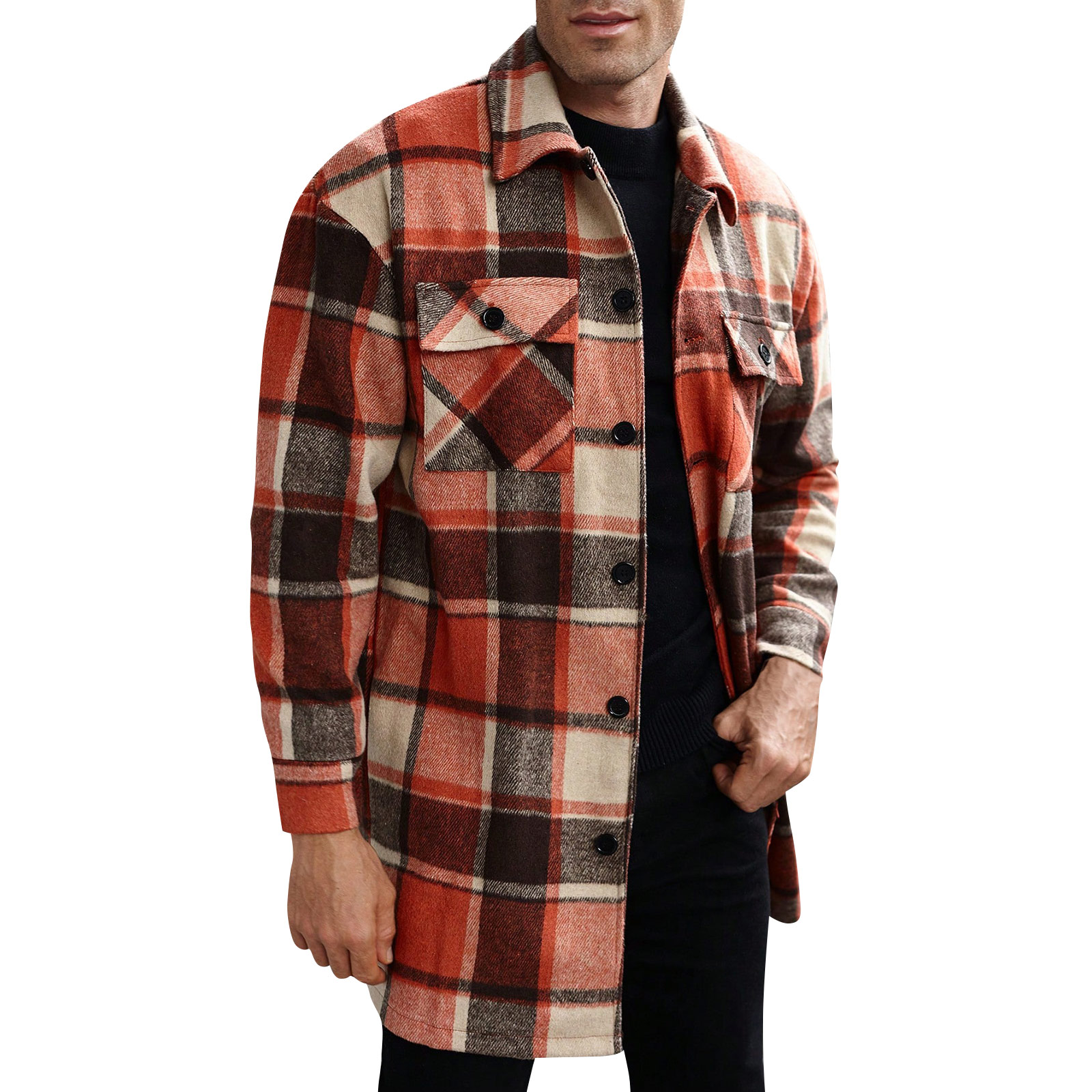 Men'S Fashion X - Double Pocket Trench Coat Men'S Long