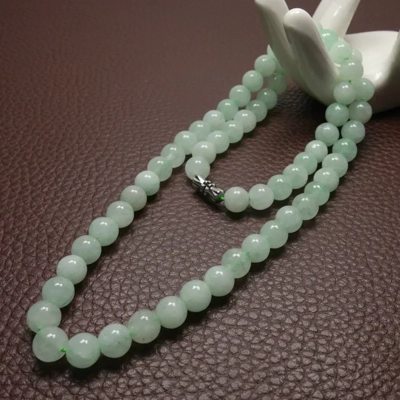 Men'S Fashion Tips - 8-10mm Green A Emerald Beads Necklace