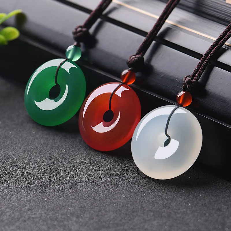 Men'S Fashion Accessories - Natural Multicolor Jade Doughnut Pendant Agate