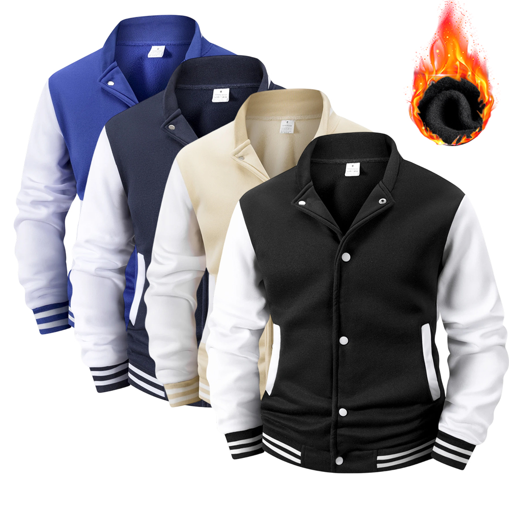 Varsity Jacket Letterman - Men's Fleece-Lined Varsity Jacket Autumn Winter