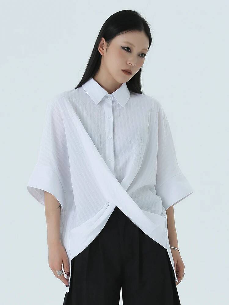 Men'S Fashion X - Women White Striped Cross Irregular Big