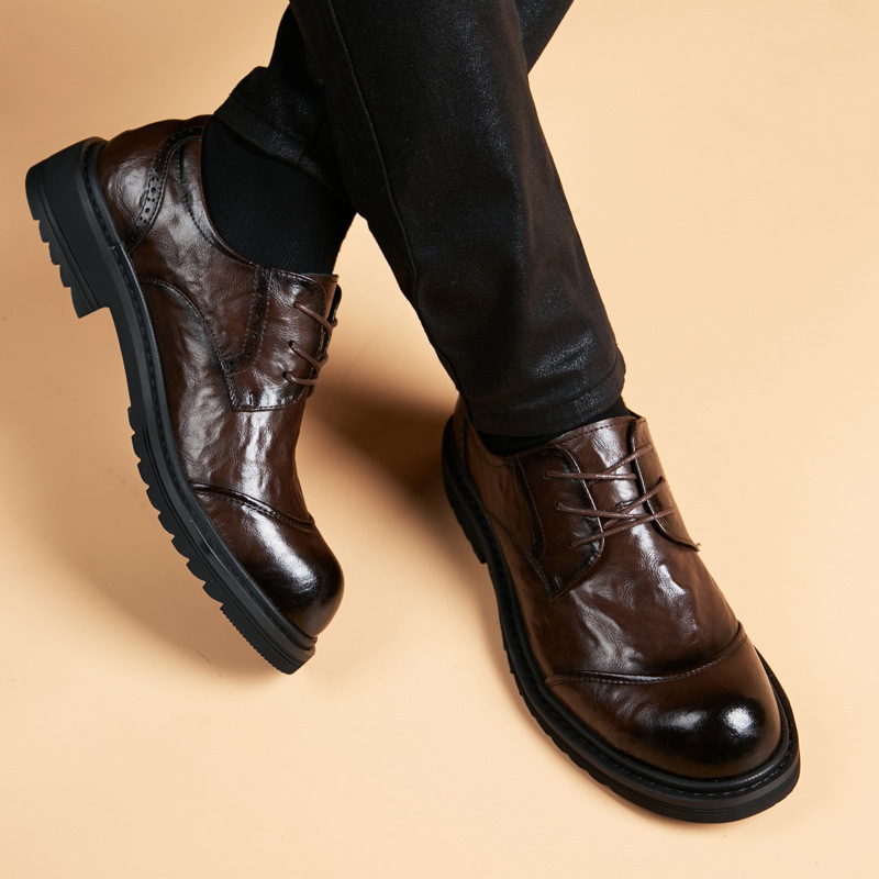 Mens Fashion Trends 2026 - 2026 Men's Lace-up Round Head Leather
