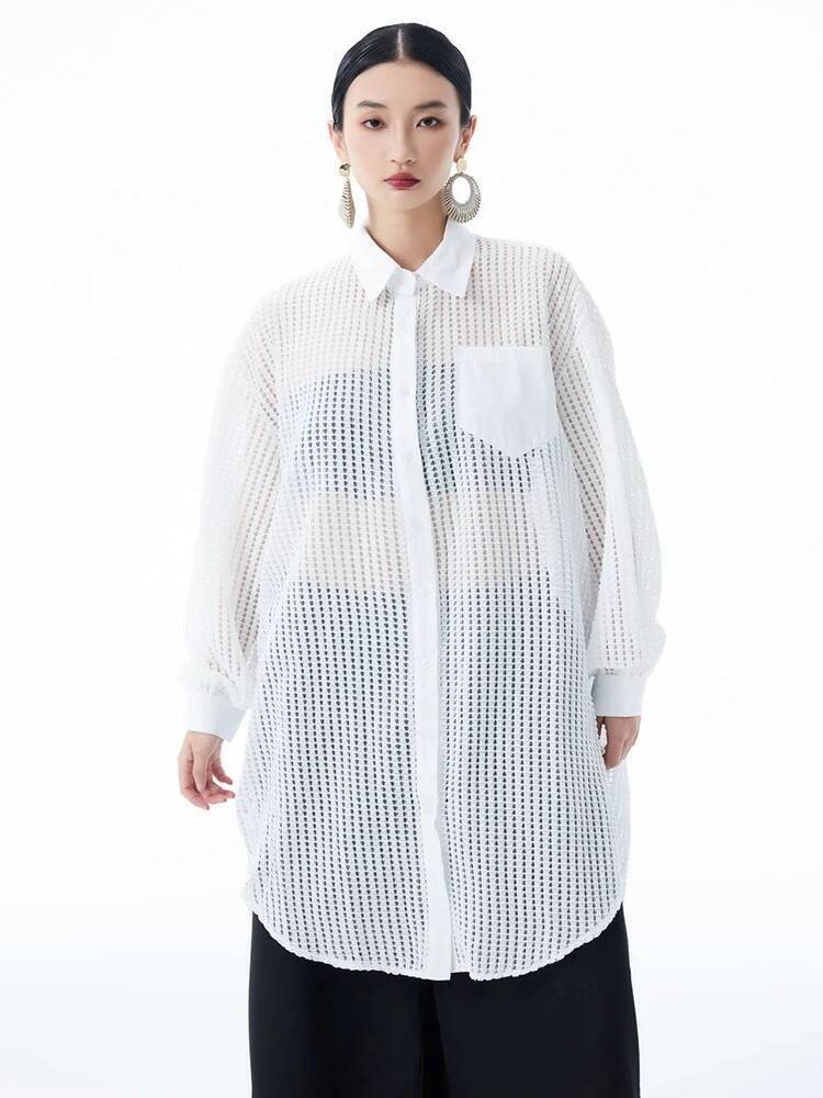 Men'S Fashion X - Women Hollow Grid Black Out Big