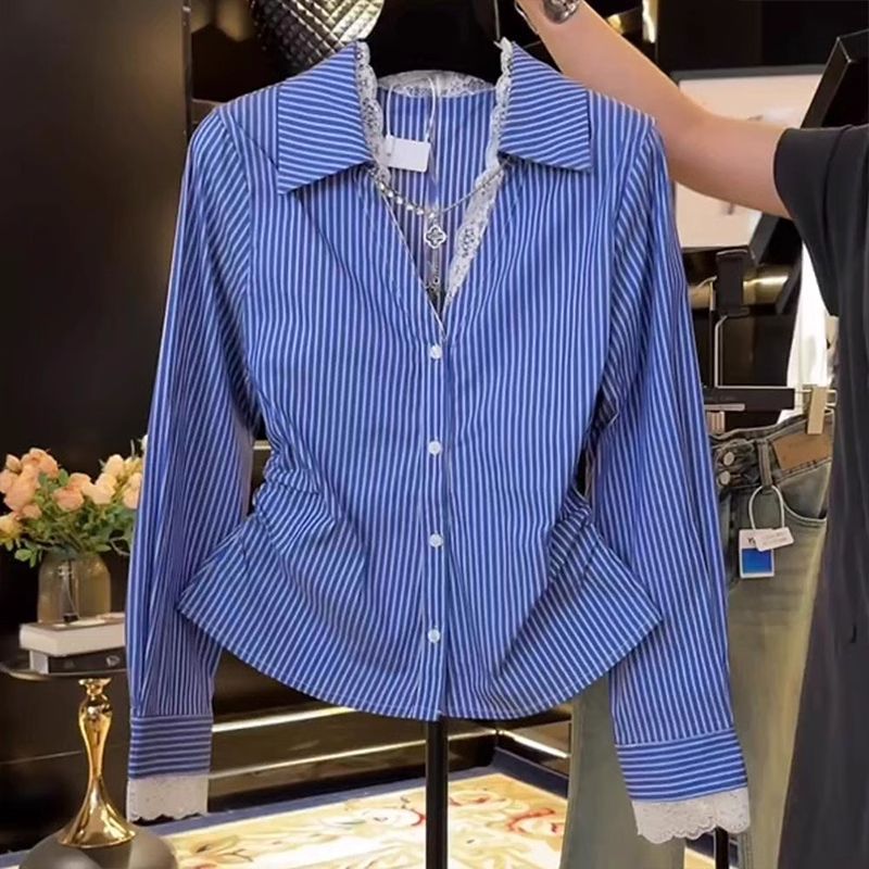 Elegant Lace Patchwork Pleated - огляд і ціна Polo Shirt Slim