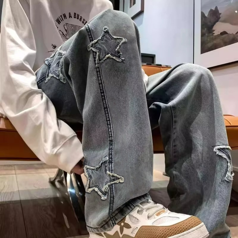 New Men's Star Embroidered Fas - огляд і ціна Men'S Fashion With Baggy Jeans