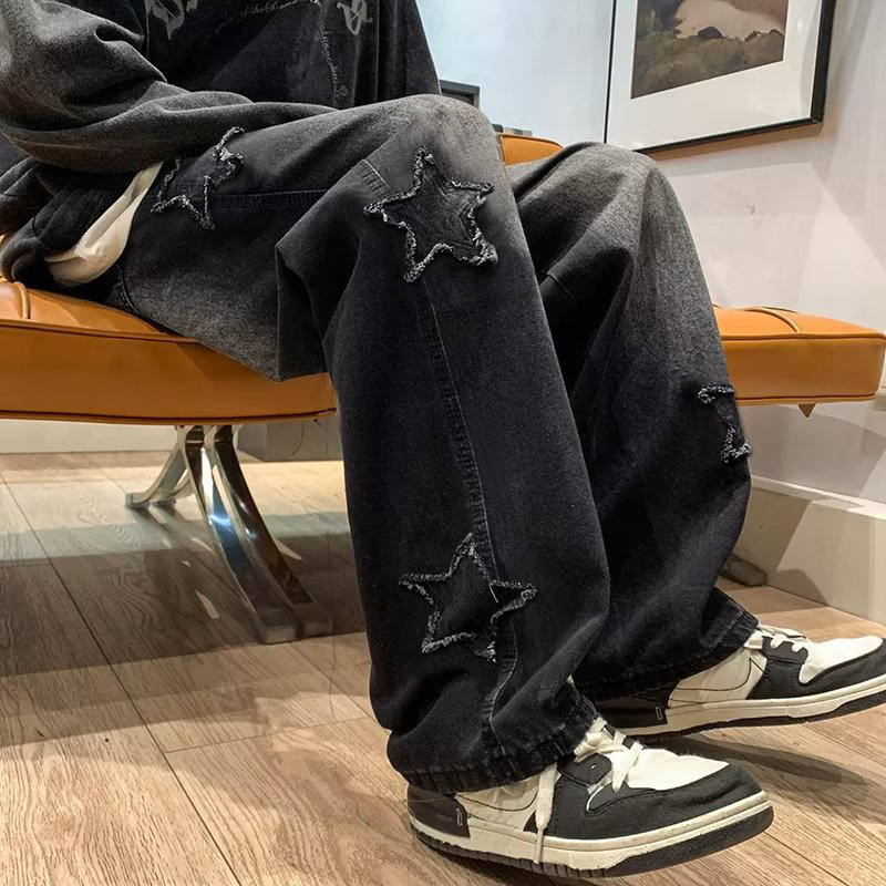 New Men's Star Embroidered Fas - огляд і ціна Men'S Fashion With Baggy Jeans