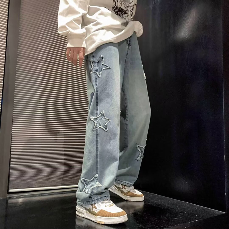 New Men's Star Embroidered Fas - огляд і ціна Men'S Fashion With Baggy Jeans