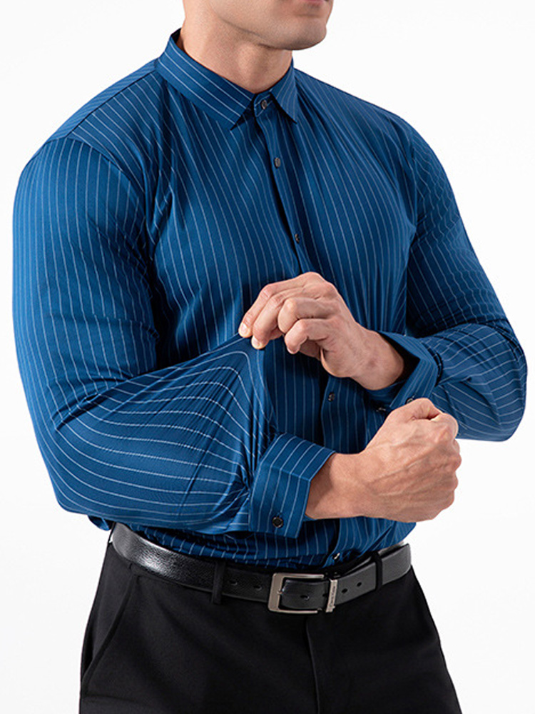 Retro Striped Wrinkle Free Str - огляд і ціна Mens Fashion Dress Shirts