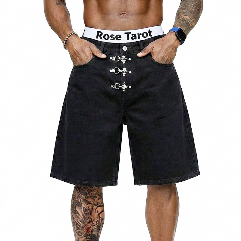 Metal Buckle Short Baggy Jeans - огляд і ціна Men'S Fashion With Baggy Jeans