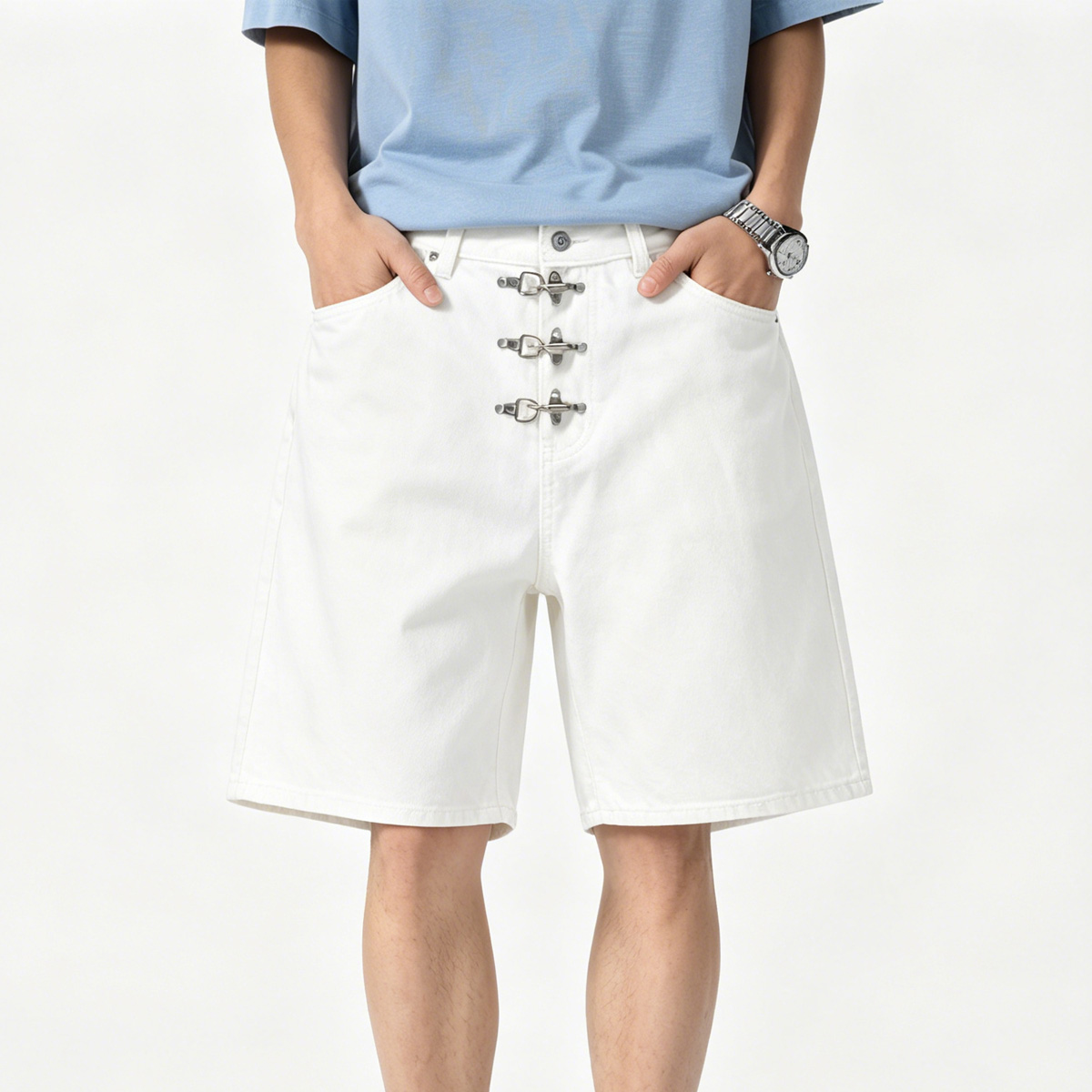 Metal Buckle Short Baggy Jeans - огляд і ціна Men'S Fashion With Baggy Jeans