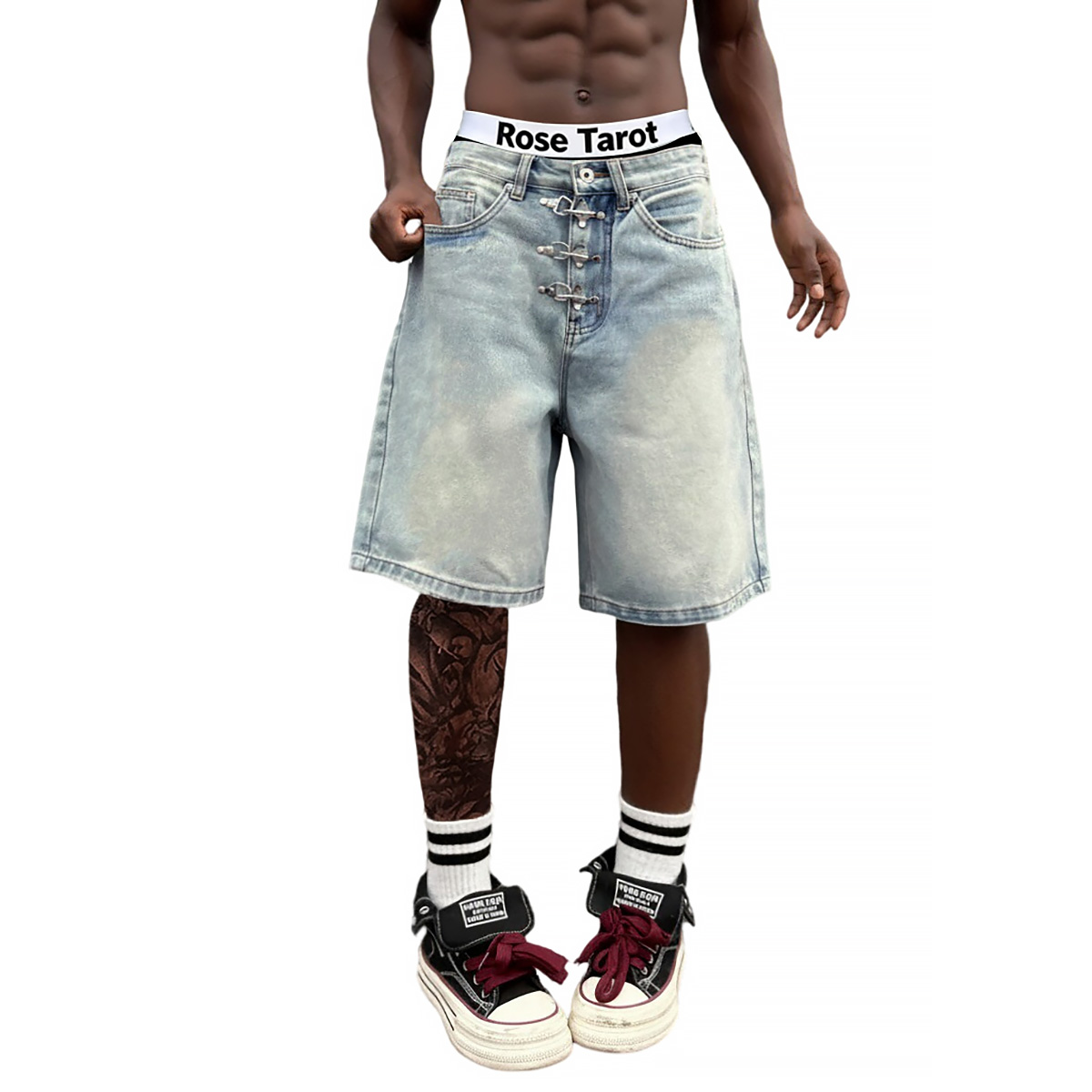 Metal Buckle Short Baggy Jeans - огляд і ціна Men'S Fashion With Baggy Jeans