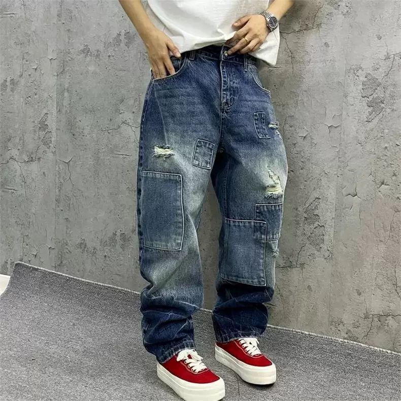 Brand Splicing Jeans Autumn Fa - огляд і ціна Men'S Fashion With Baggy Jeans