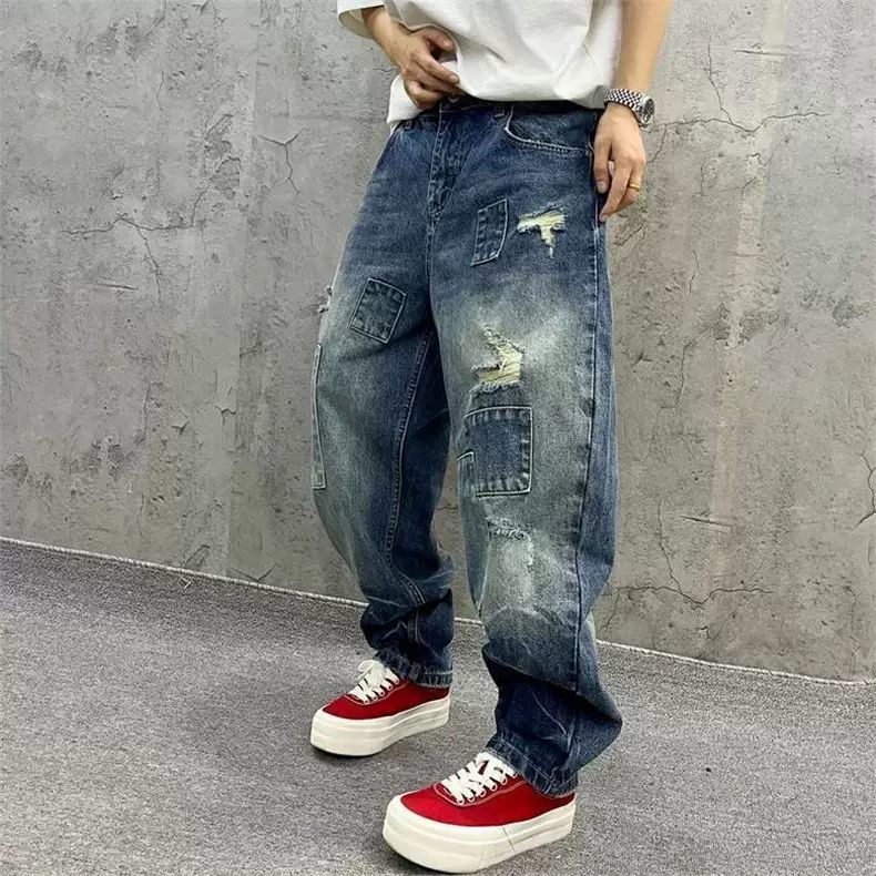 Brand Splicing Jeans Autumn Fa - огляд і ціна Men'S Fashion With Baggy Jeans