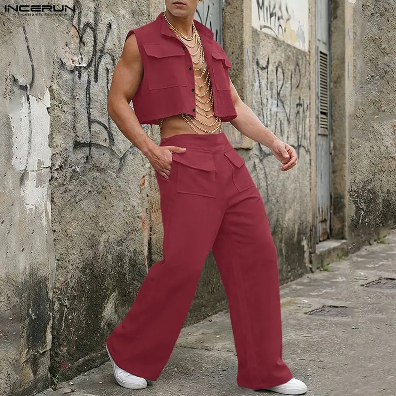 INCERUN Men Sets Solid Sleevel - огляд і ціна Men'S Fashion Pants