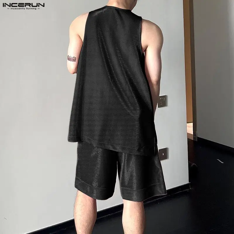 INCERUN Men's Sets Shiny Solid - огляд і ціна Mens Fashion Summer