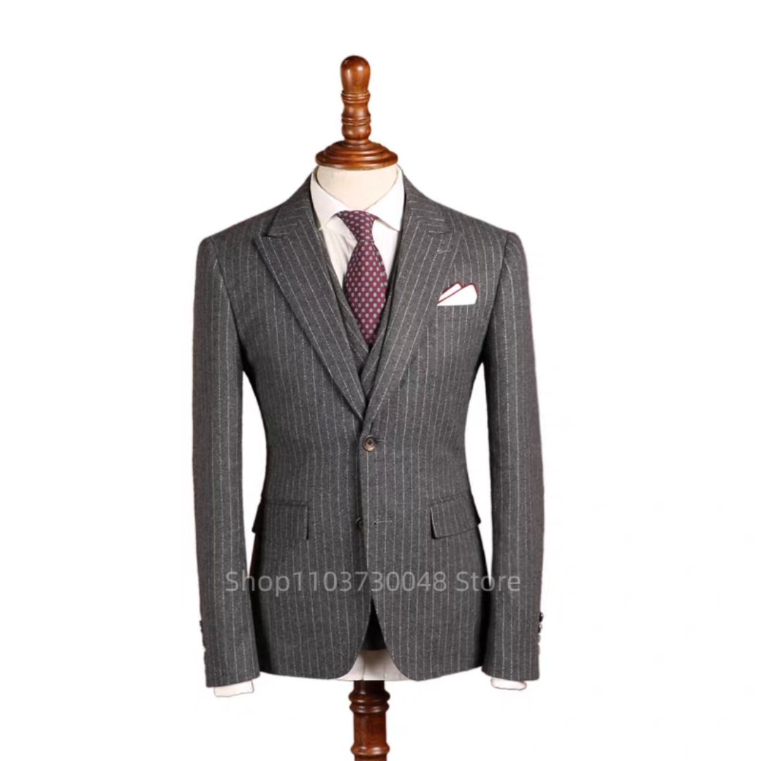 New Grey Striped Men Suit Form - огляд і ціна Slim Fit Blazer Men
