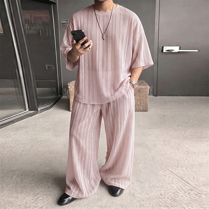 INCERUN Men's Sets Striped See - огляд і ціна Queer Men'S Fashion