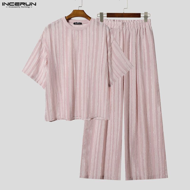 INCERUN Men's Sets Striped See - огляд і ціна Queer Men'S Fashion