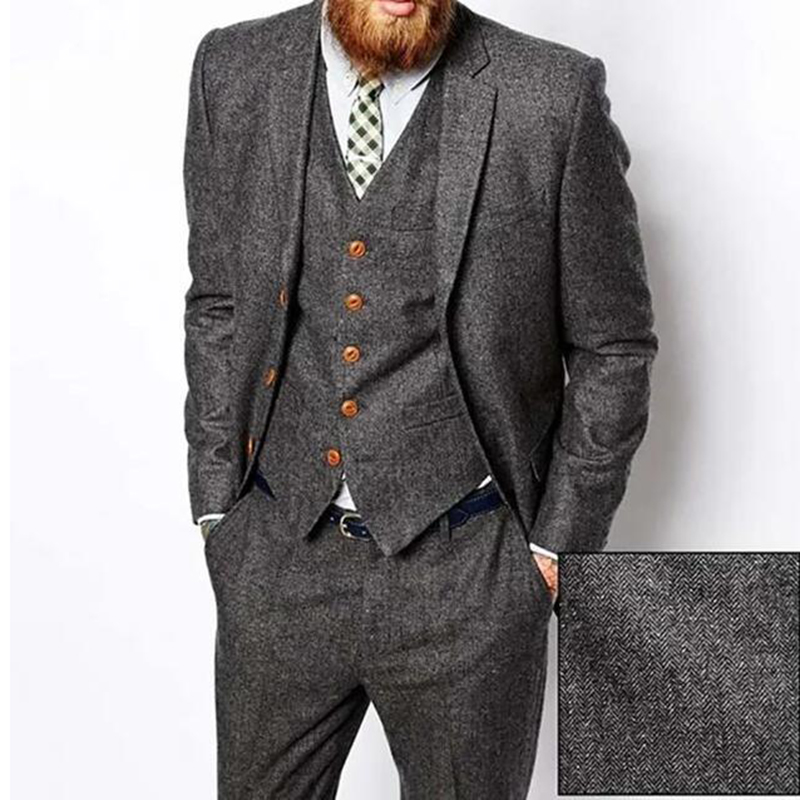 Grey Herringbone Tweed Winter  - огляд і ціна Men'S Dress Pants Fashion