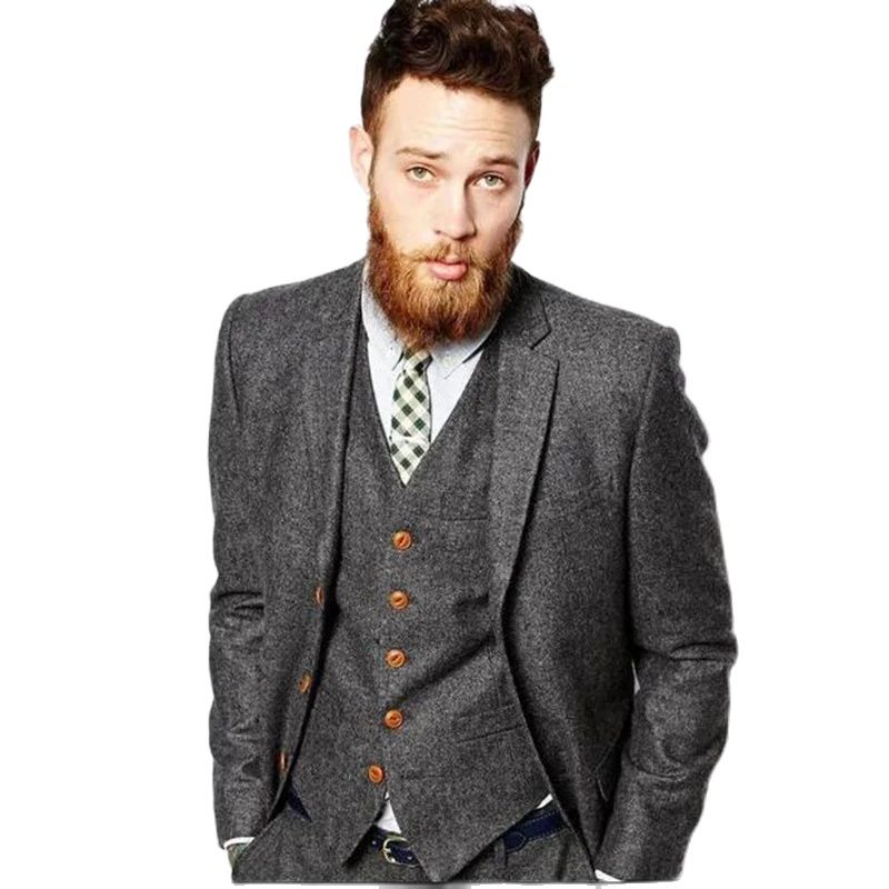 Grey Herringbone Tweed Winter  - огляд і ціна Men'S Dress Pants Fashion