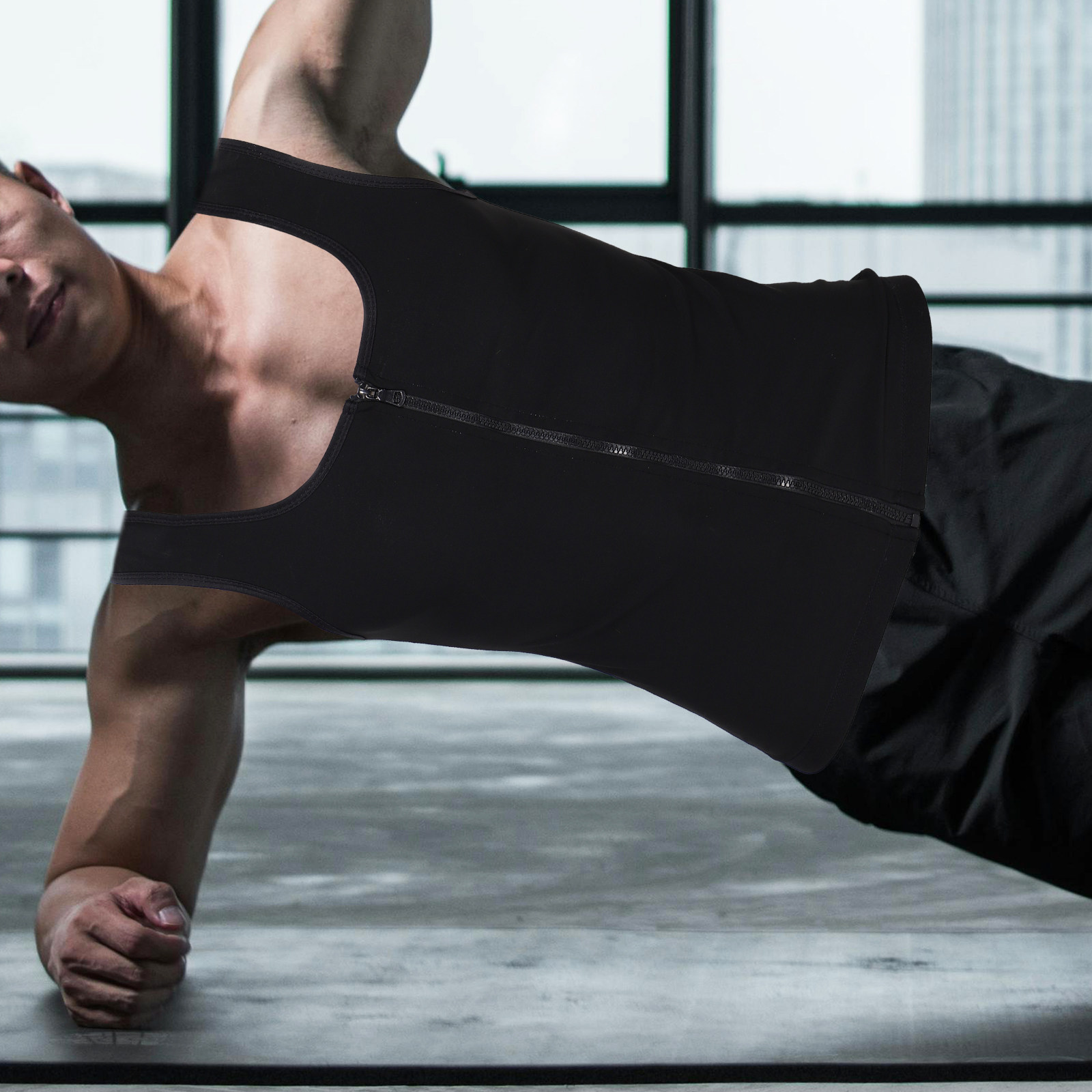 Men Compression Sweat Vest Zip - огляд і ціна Compression Shirt Workout