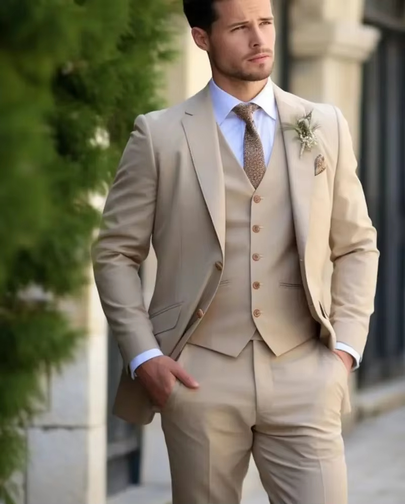 khaki Elegant Men Suits Smart  - огляд і ціна Slim Fit Blazer Men