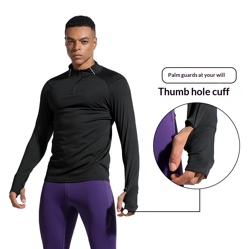 Men's Finger Hole Design Fall  - огляд і ціна Compression Shirt Workout