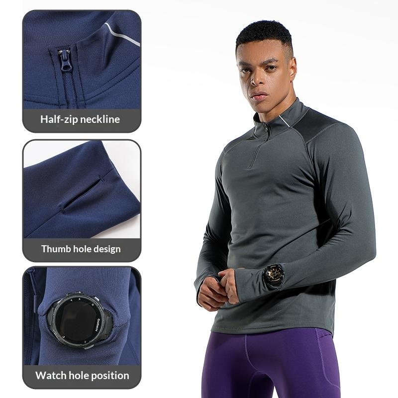 Men's Finger Hole Design Fall  - огляд і ціна Compression Shirt Workout