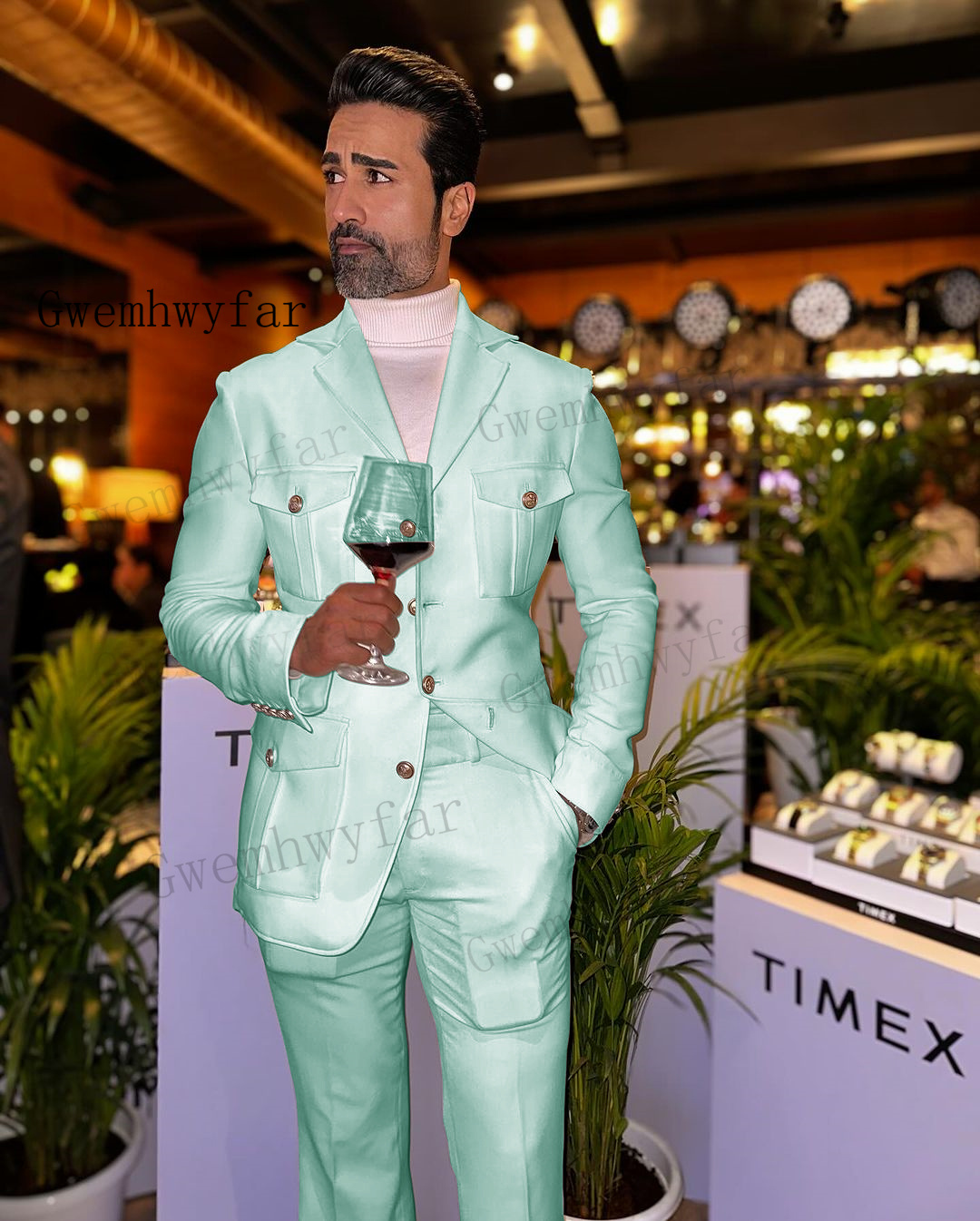Gwenhwyfar Mint Green Affrica  - огляд і ціна Slim Fit Blazer Men